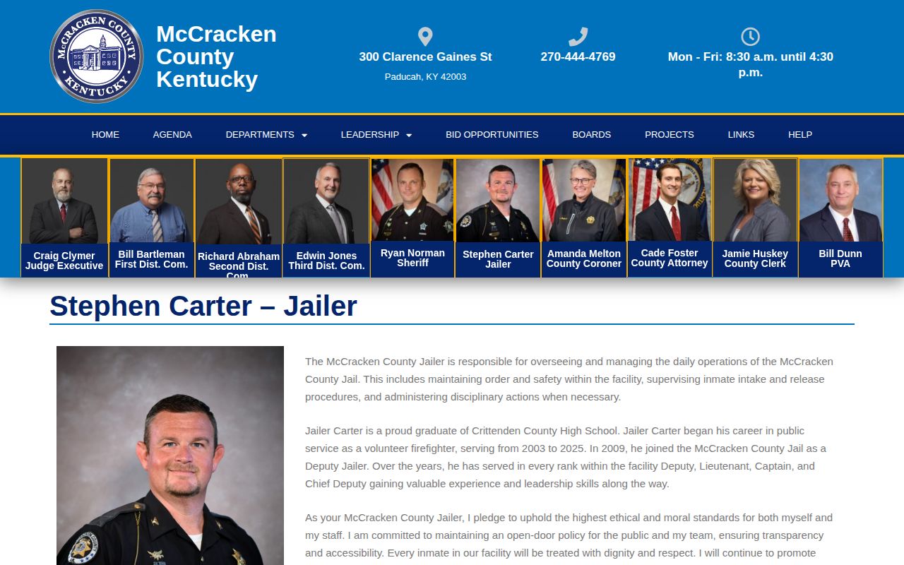 McCracken County Jail contact source for Livingston County arrest custody records