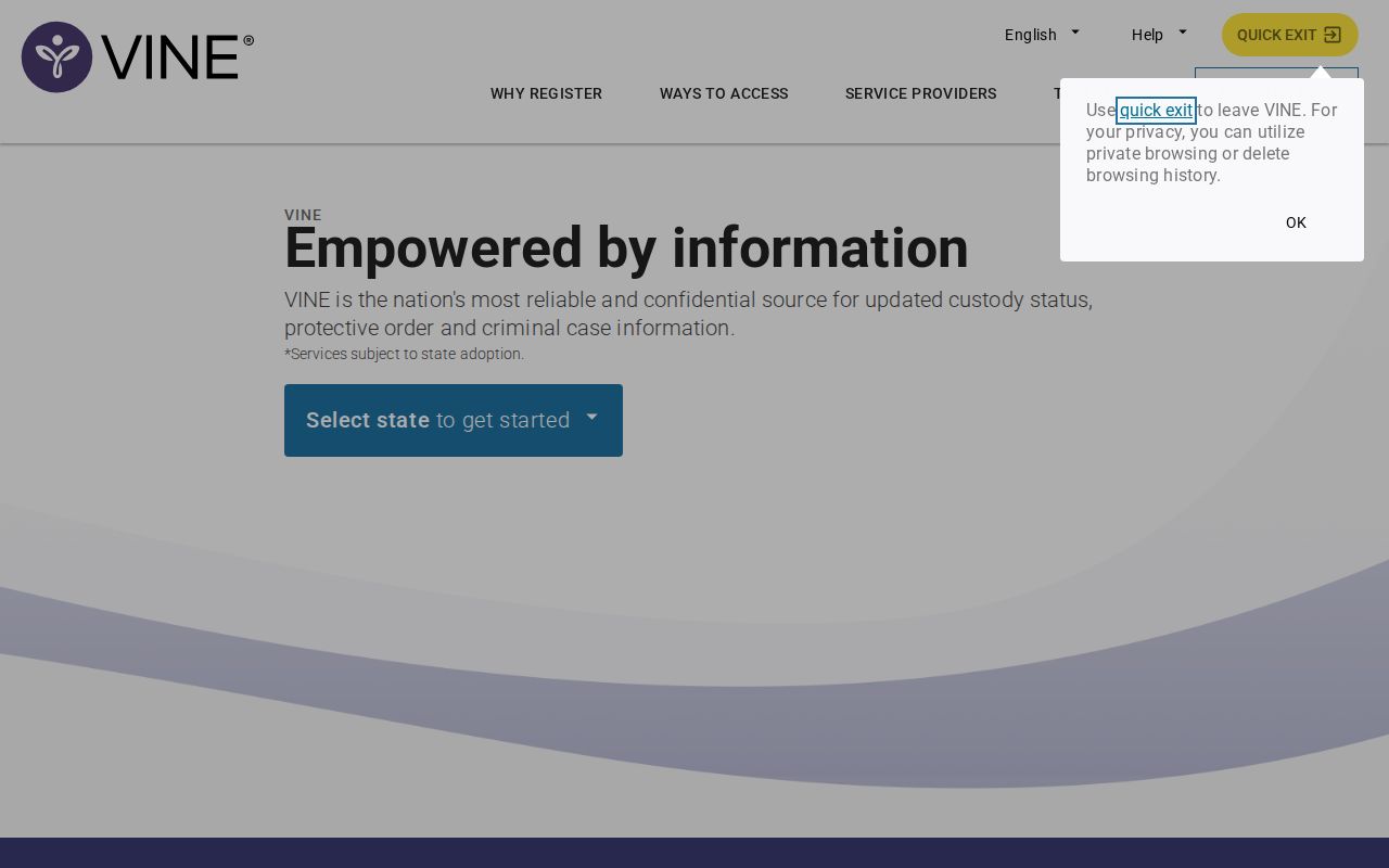 Livingston County VINE arrest check state and county search interface